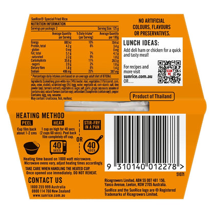 Sunrice Microwave Special Fried Rice Flavoured Rice Cups 2x125g