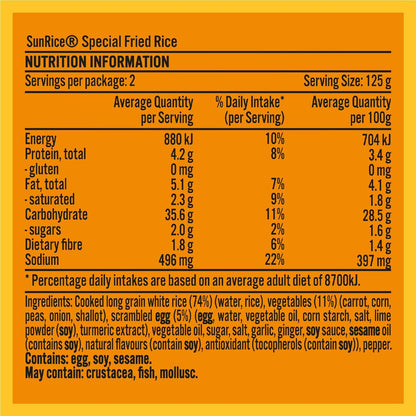Sunrice Microwave Special Fried Rice Flavoured Rice Cups 2x125g