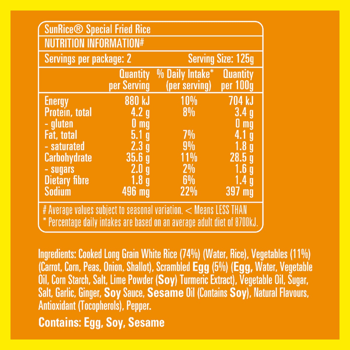 Sunrice Microwave Special Fried Rice Flavoured Cups 125g X 2 Pack