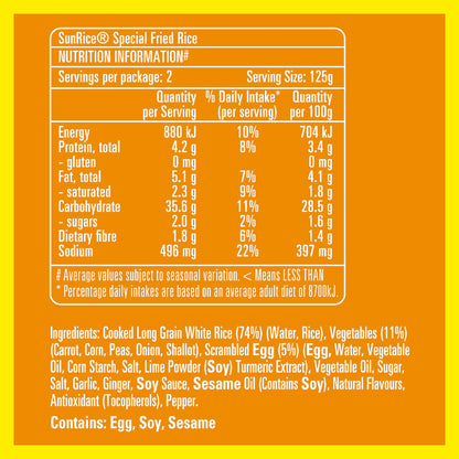 Sunrice Microwave Special Fried Rice Flavoured Cups 125g X 2 Pack