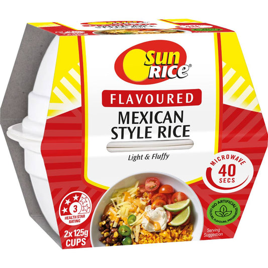 Sunrice Microwave Mexican Flavoured Rice Cups 2x125g 250g