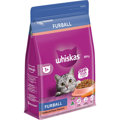 Whiskas Furball Sardine & Prawn Dry Cat Food 800g