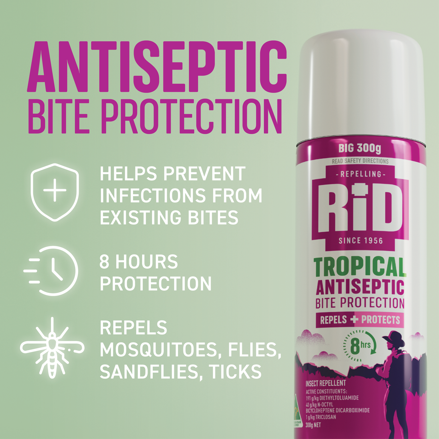 RID Tropical Antiseptic Bite Protection - 300g - DEET