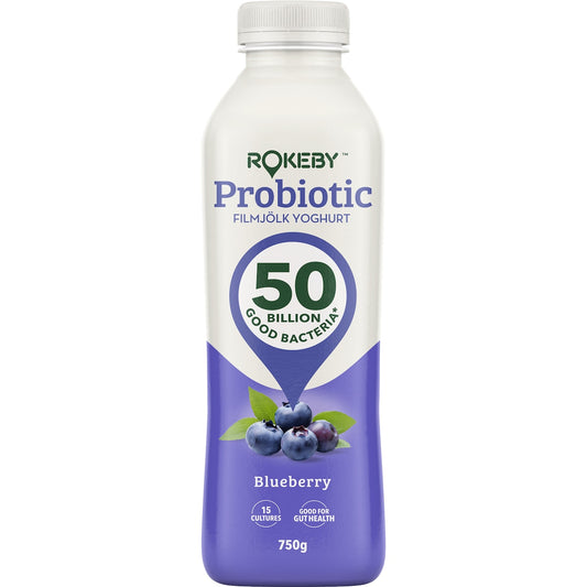 Rokeby Probiotic Filmjolk Yoghurt Blueberry 750g