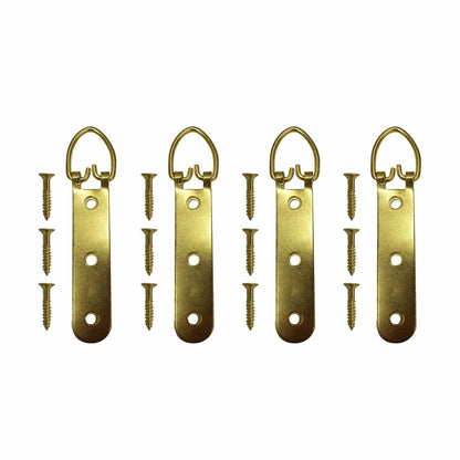 Everhang Picture Hanging D Ring - 25kg - Brass Plated - Heavy Duty - 4 Pack
