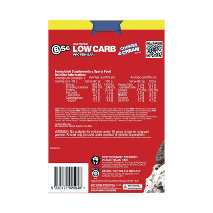 BSc High Protein Low Carb Bar Cookies & Cream 5 Bar Value Pack 5x60g - 300g