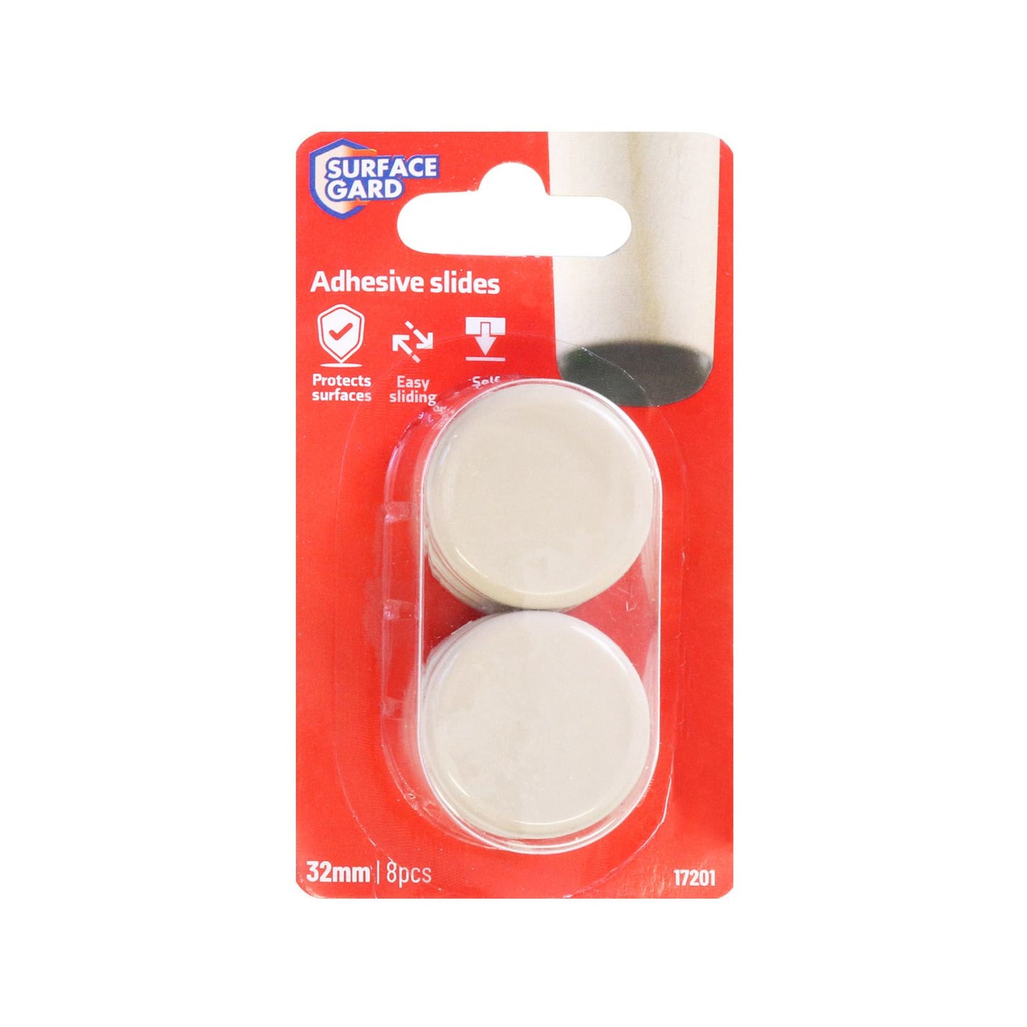 Surface Gard Round Self Adhesive Sliders - 32mm - 8 Pack