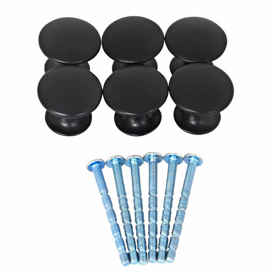 Ikonic Matt Black Cupboard Knob Set - 6 Piece - Metal - Easy Install
