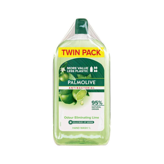 Palmolive Antibacterial Hand Wash Odour Neutralising Lime Refill 1l - 2 Pack