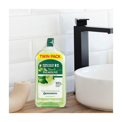 Palmolive Antibacterial Hand Wash Odour Neutralising Lime Refill 1l - 2 Pack