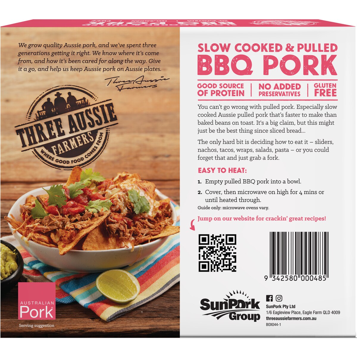 Three Aussie Farmers Slow Cooked Pulled Pork 500g