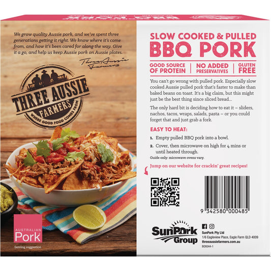 Three Aussie Farmers Slow Cooked Pulled Pork 500g