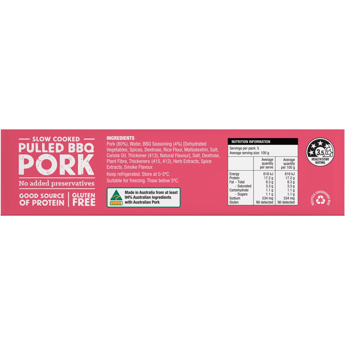 Three Aussie Farmers Slow Cooked Pulled Pork 500g