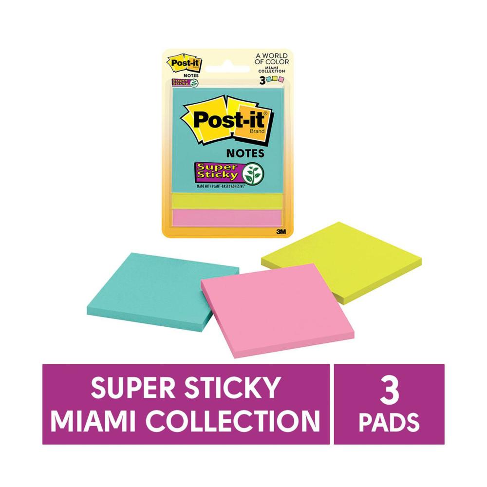 Post-it Super Sticky Notes Miami3 Pack - 3 Pack