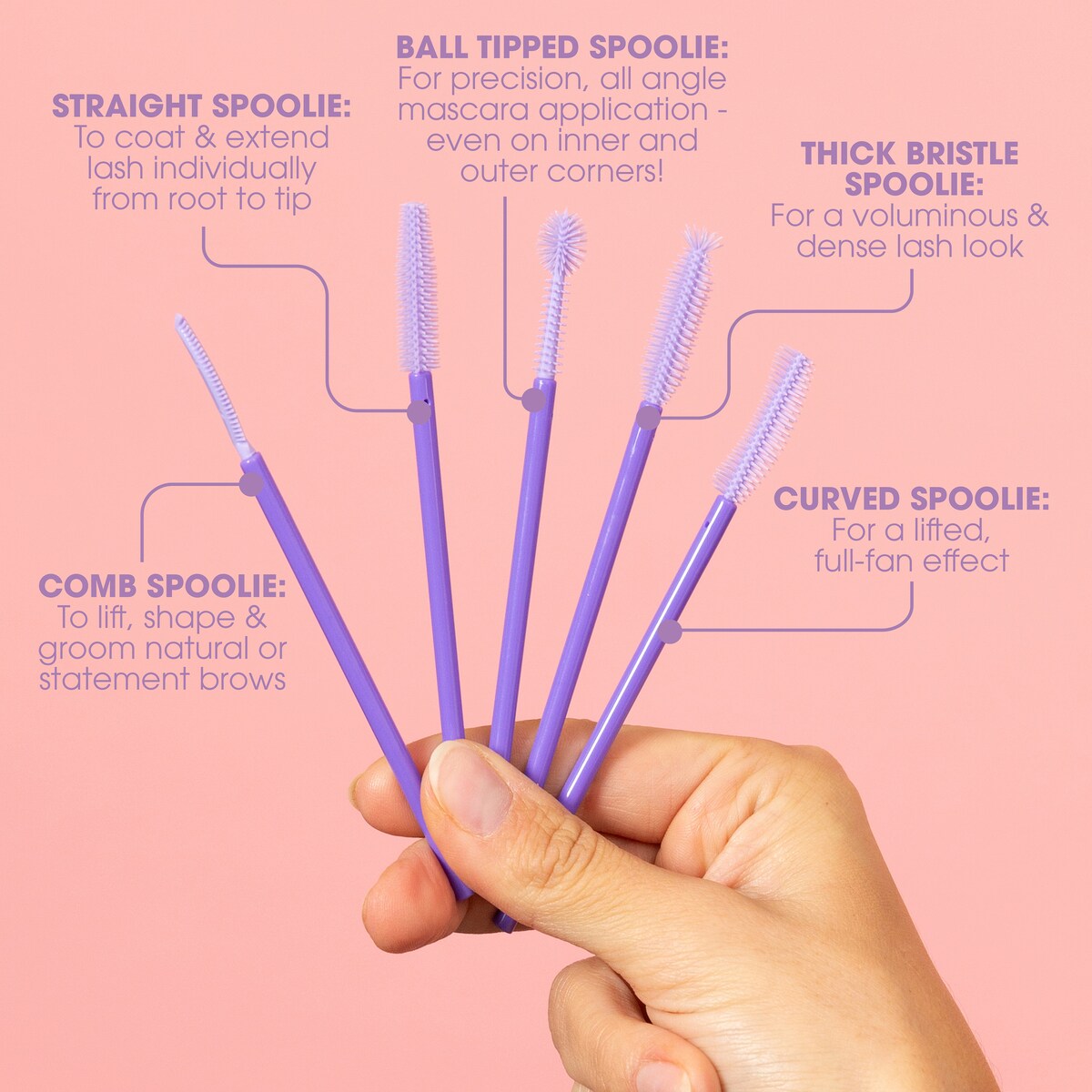 Manicare Brow & Lash Spoolie 5 Piece Set Each