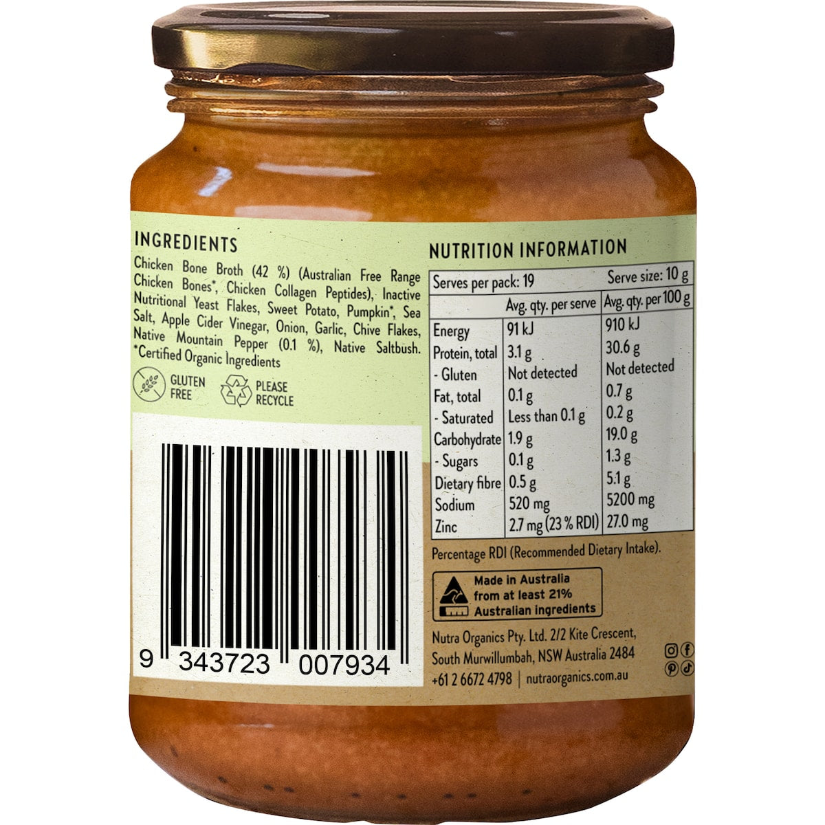 Nutra Naturals Chicken Bone Broth Native Herbs 190g