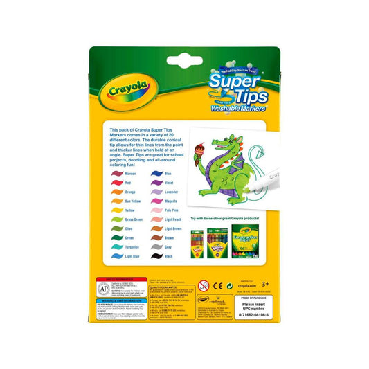 Crayola Super Tips Washable Med Tip Markers - 20 pack