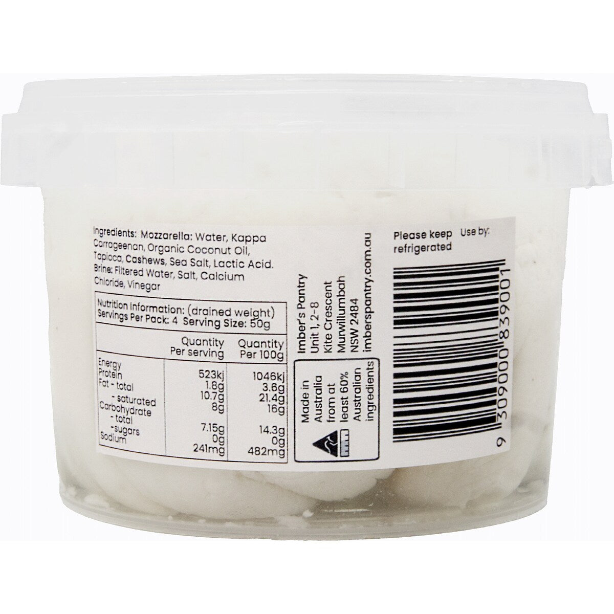 Imber's Pantry Fresh Mozzarella In Brine 200g