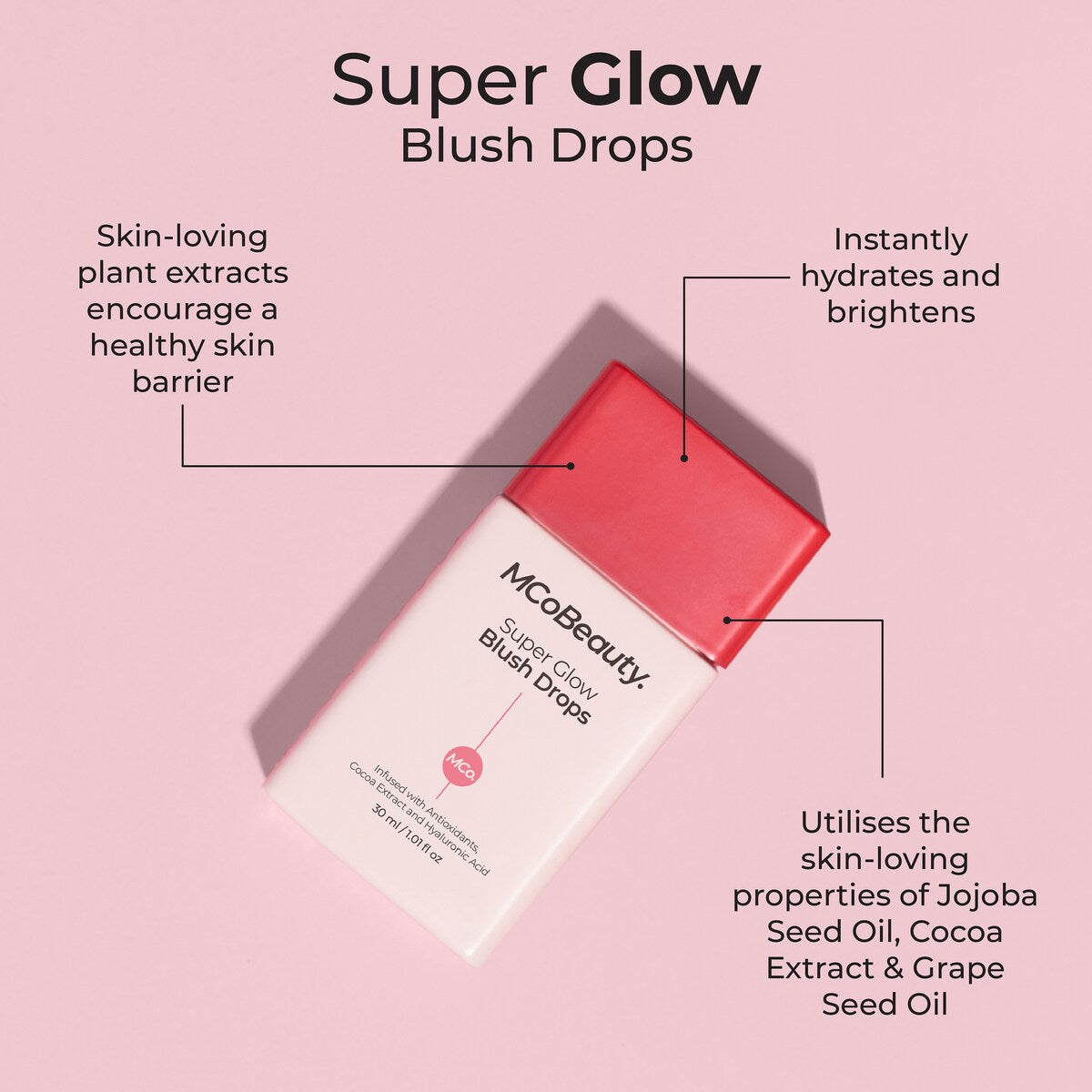 MCoBeauty Super Glow Blush Drops Rose Pink 30ml
