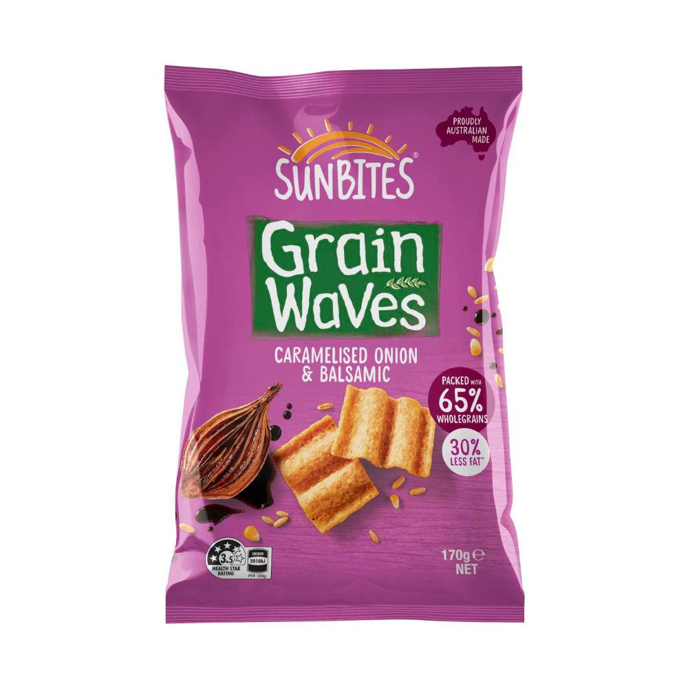Sunbites Grain Waves Wholegrain Chips Caramelised Onion & Balsamic - 170g