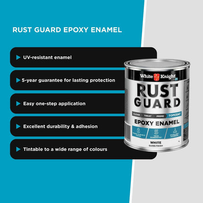 White Knight Rust Guard Epoxy Enamel Paint - 1L - White Gloss