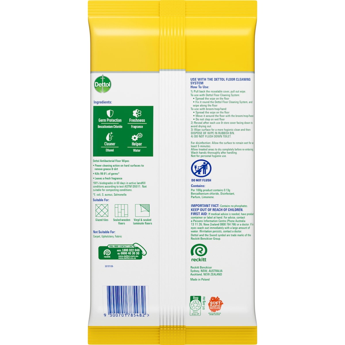 Dettol Antibacterial Floor Cleaning Wipes Lemon & Lime 25 Pack