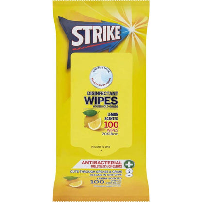 Strike Disinfectant Wipes Lemon Scented 100 X 6 Pack