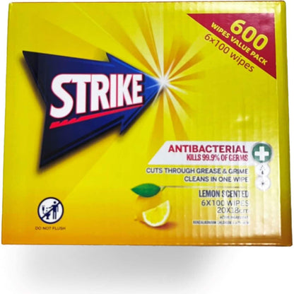 Strike Disinfectant Wipes Lemon Scented 100 X 6 Pack