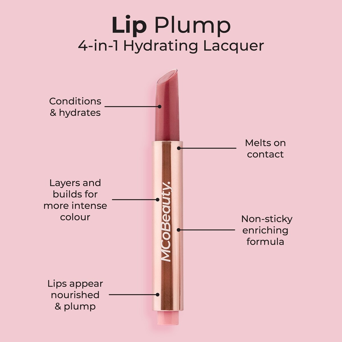 Mcobeauty Lip Plump 4 In 1 Hydrating Lacquer Emily Nude Pink 2g