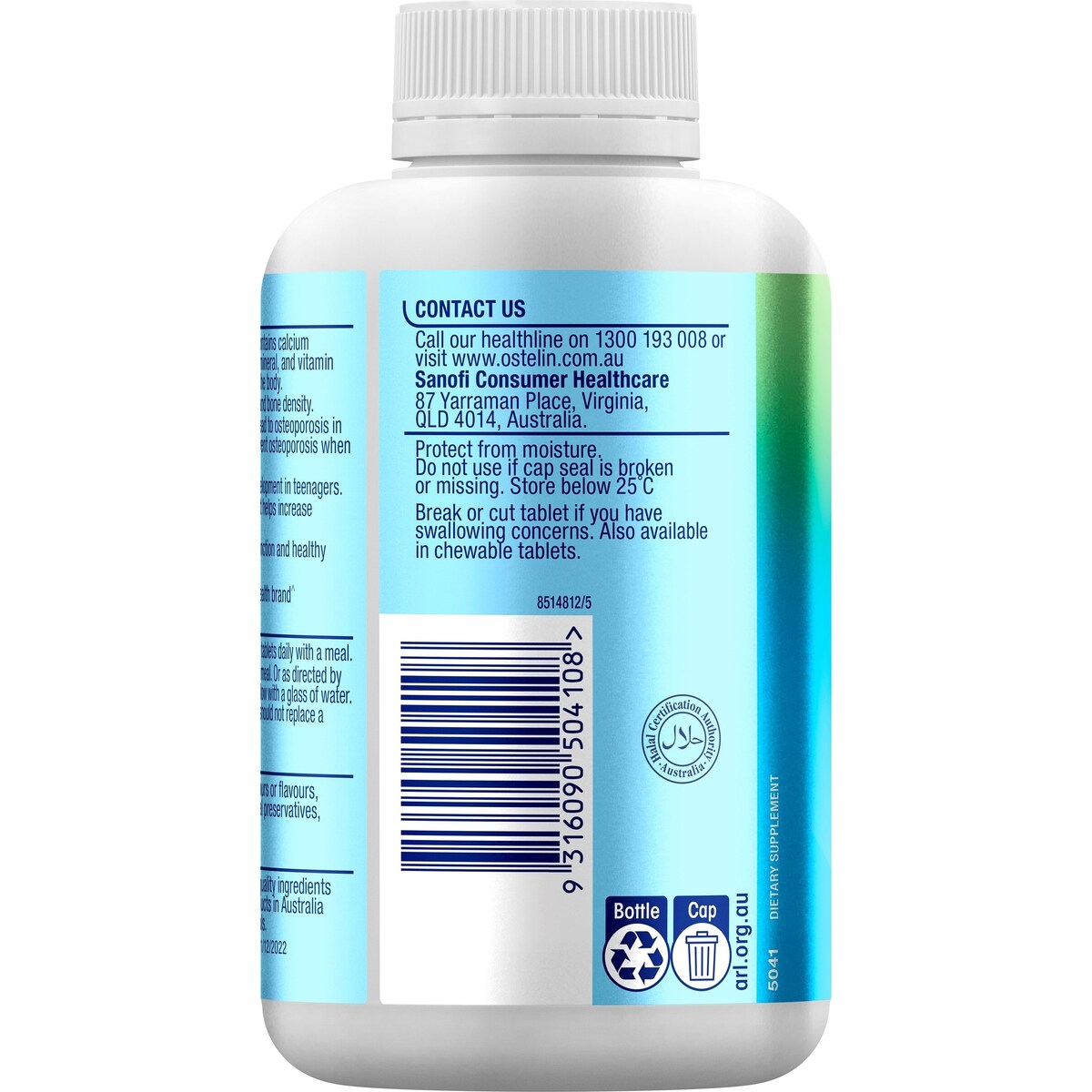 Ostelin Calcium & Vitamin D3 Tablets 275 Pack