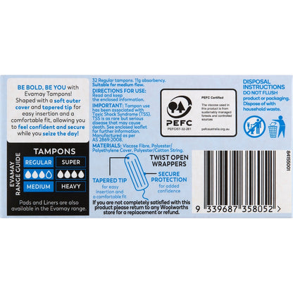 Evamay Regular Tampons 32 Pack
