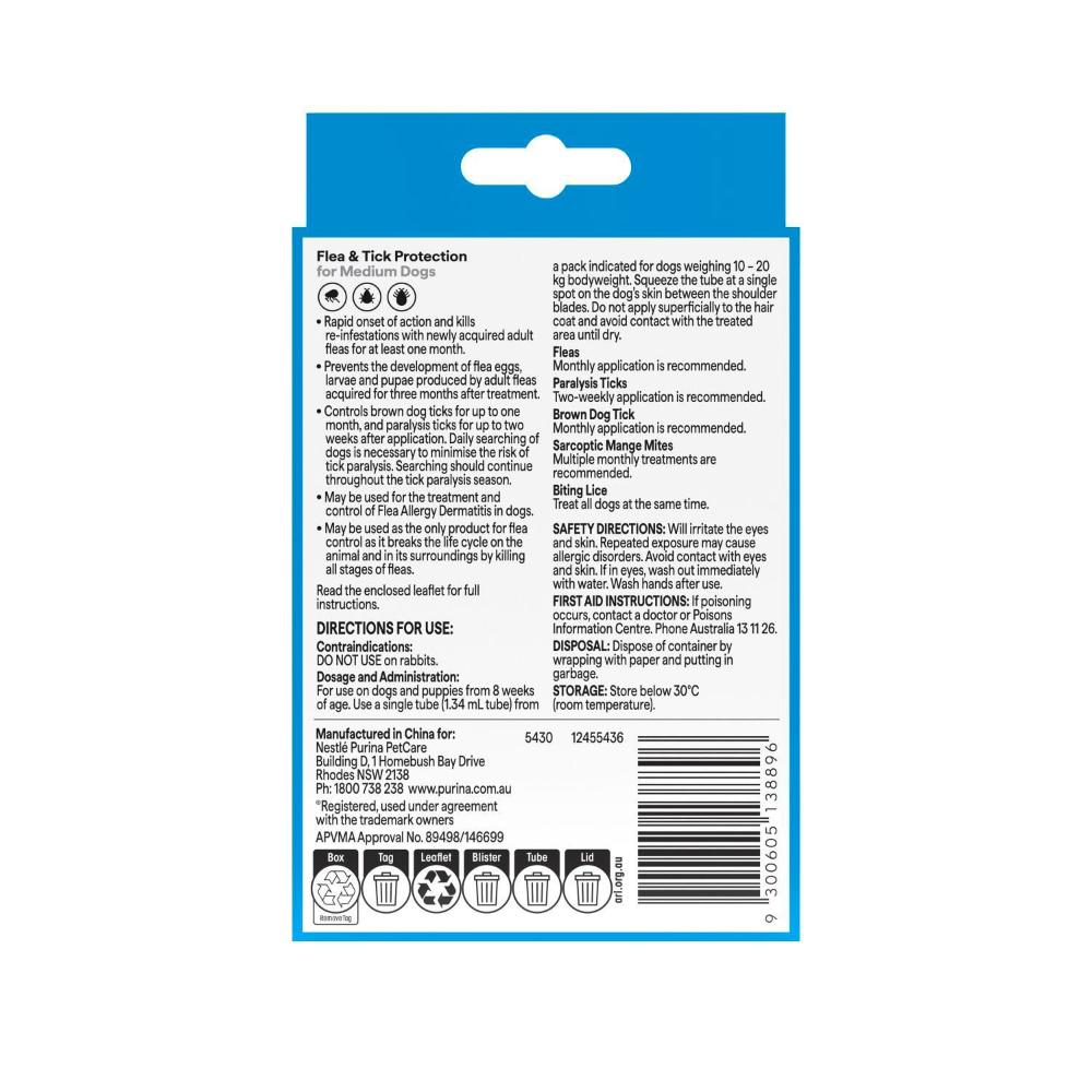Purina Total Care Flea Tick Control Plus Medium Dog Treatment - 1 pack