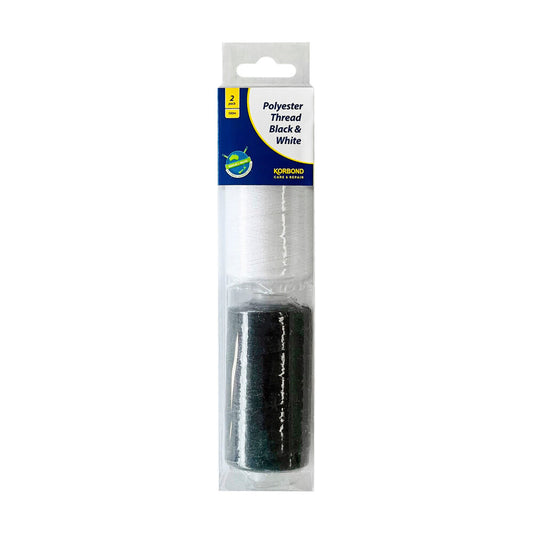 Korbond Polyester Thread Black & White - 2 pack