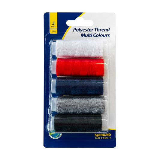Korbond Polyester Thread Multi Colours - 5 pack