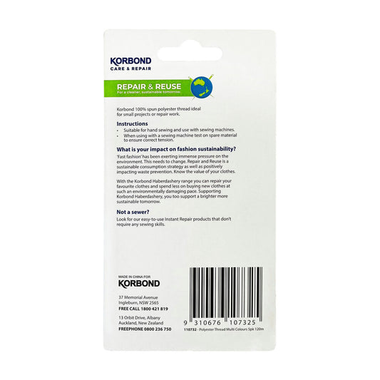 Korbond Polyester Thread Multi Colours - 5 pack
