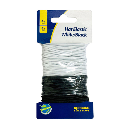 Korbond Hat Elastic White/black - 1 pack