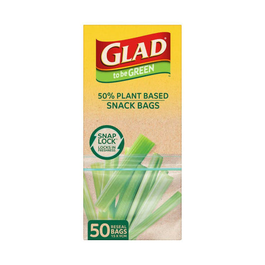 Glad To Be Green Snack Snaplock Plant Based Bags - 50 Pack
