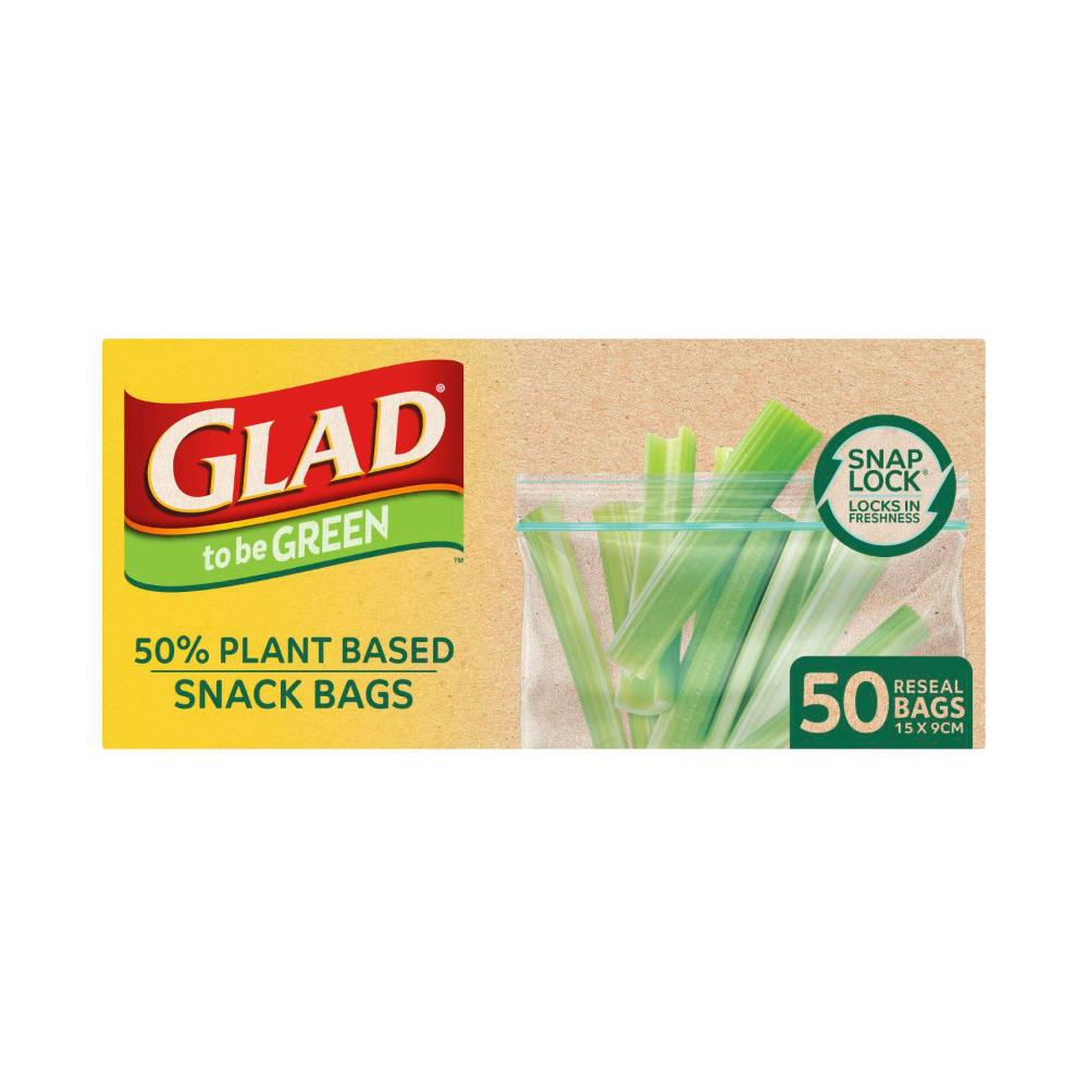 Glad To Be Green Snack Snaplock Plant Based Bags - 50 Pack