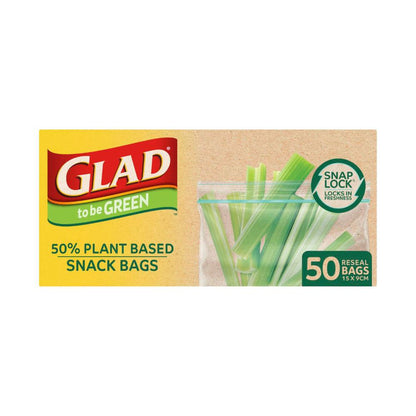 Glad To Be Green Snack Snaplock Plant Based Bags - 50 Pack