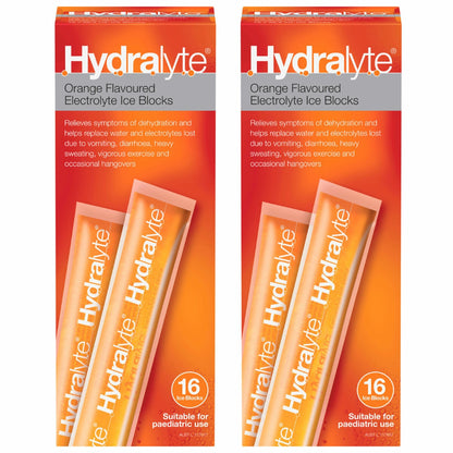 Hydralyte Electrolyte Ice Blocks Orange 2 x 16