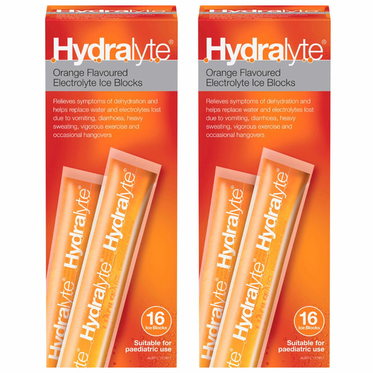 Hydralyte Electrolyte Ice Blocks Orange 2 x 16
