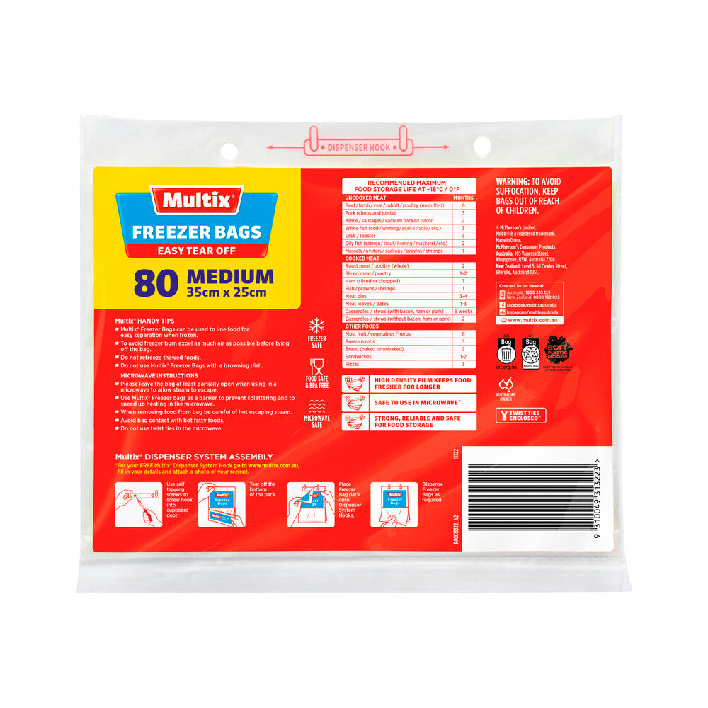 Multix Medium Freezer Bags - 80 pack