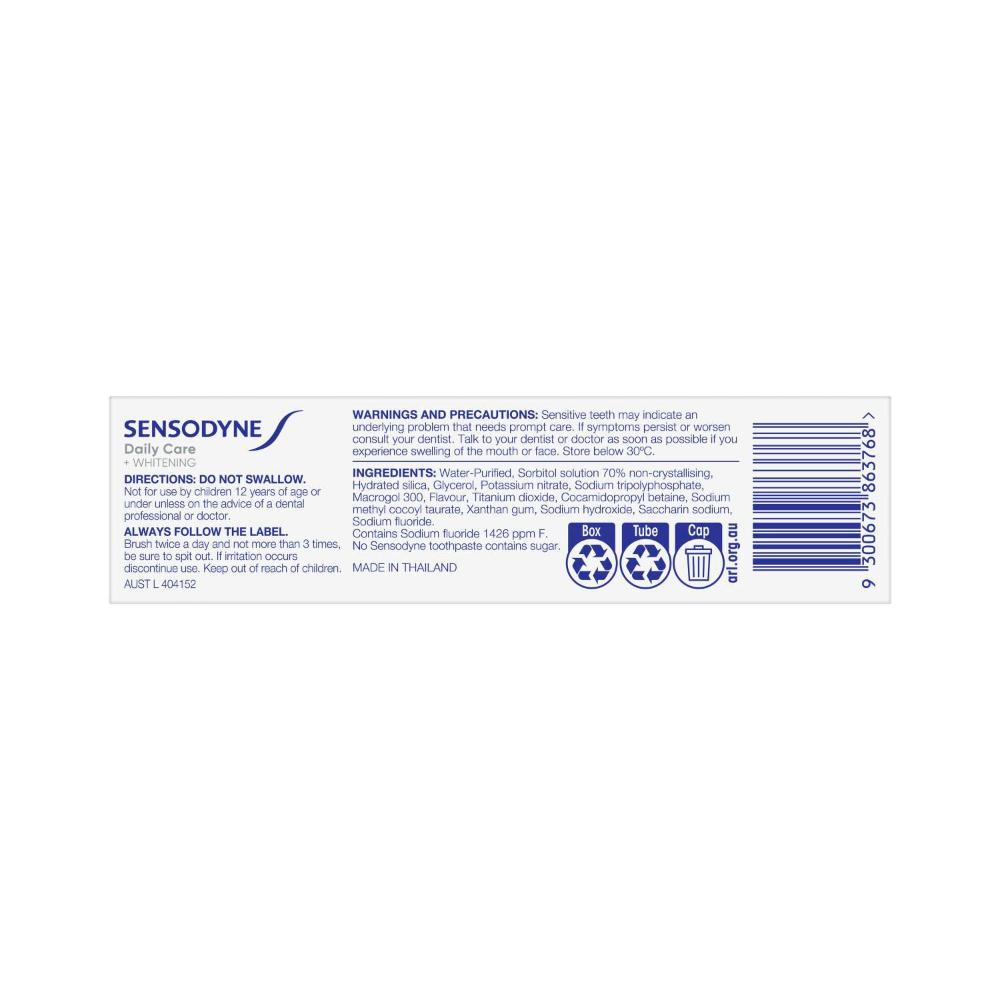 Sensodyne Daily Care and Whitening Toothpaste for Sensitive Teeth - 50g