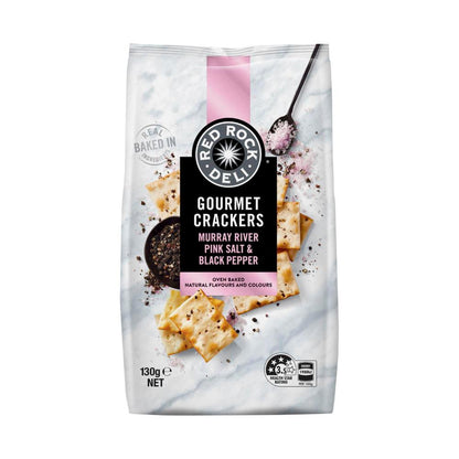 Red Rock Deli Gourmet Crackers Salt Black Pepper - 130g