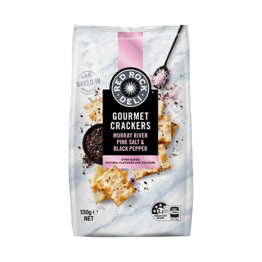 Red Rock Deli Gourmet Crackers Salt Black Pepper - 130g