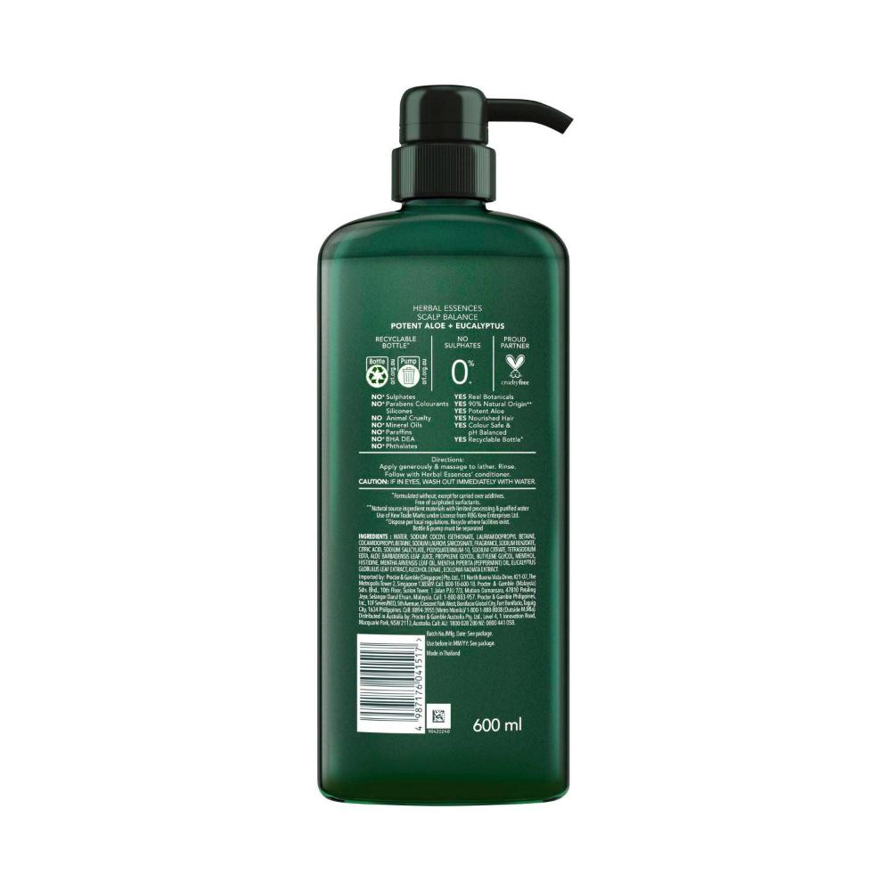 Herbal Essences Shampoo Potent Aloe + Eucalyptus - 600mL