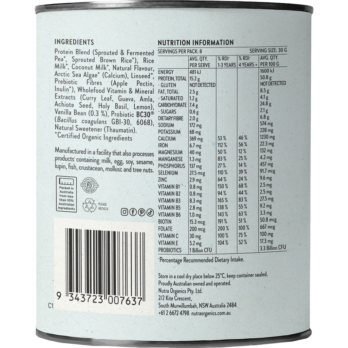 Nutra Naturals Smooth Vanilla Multivitamin Powder 240g