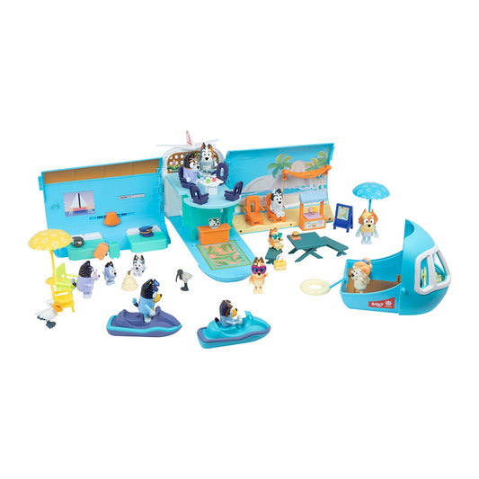 Bluey Holiday Family Trip Airplane Playset with Sounds 19171 Plastic