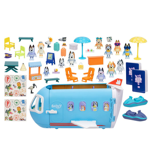 Bluey Holiday Family Trip Airplane Playset with Sounds 19171 Plastic