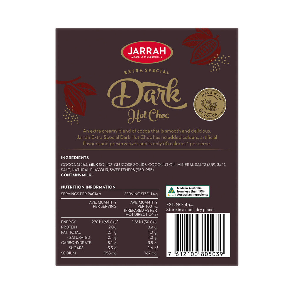 Jarrah Hot Dark Chocolate 8 Pack - 112g